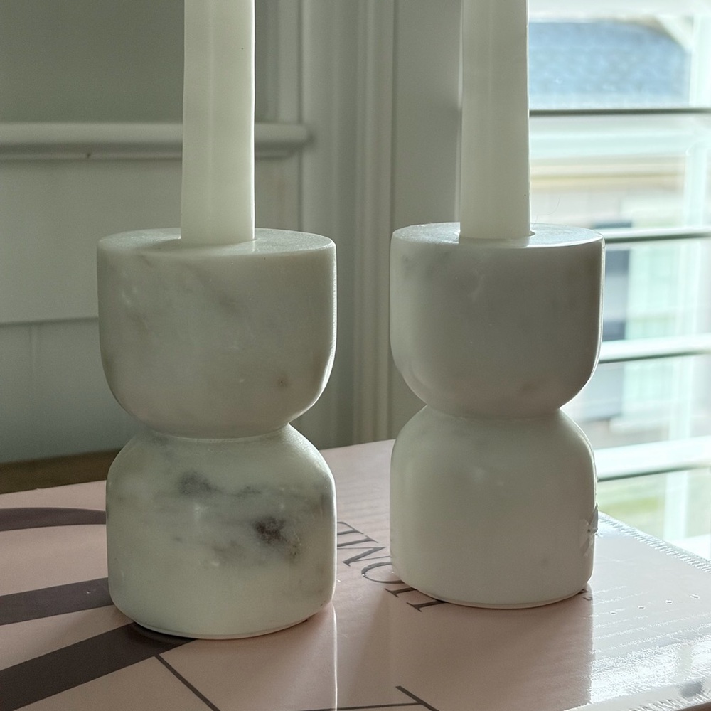 Genuine White Marble Candle Holders